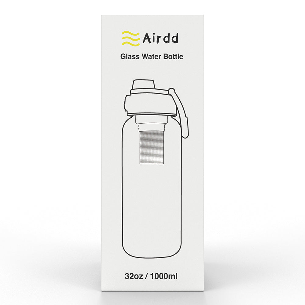 glass water bottle 1 litre with Package