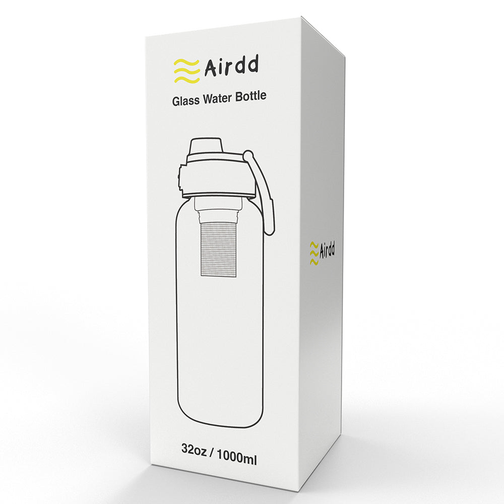 glass water bottle 1 litre with Package